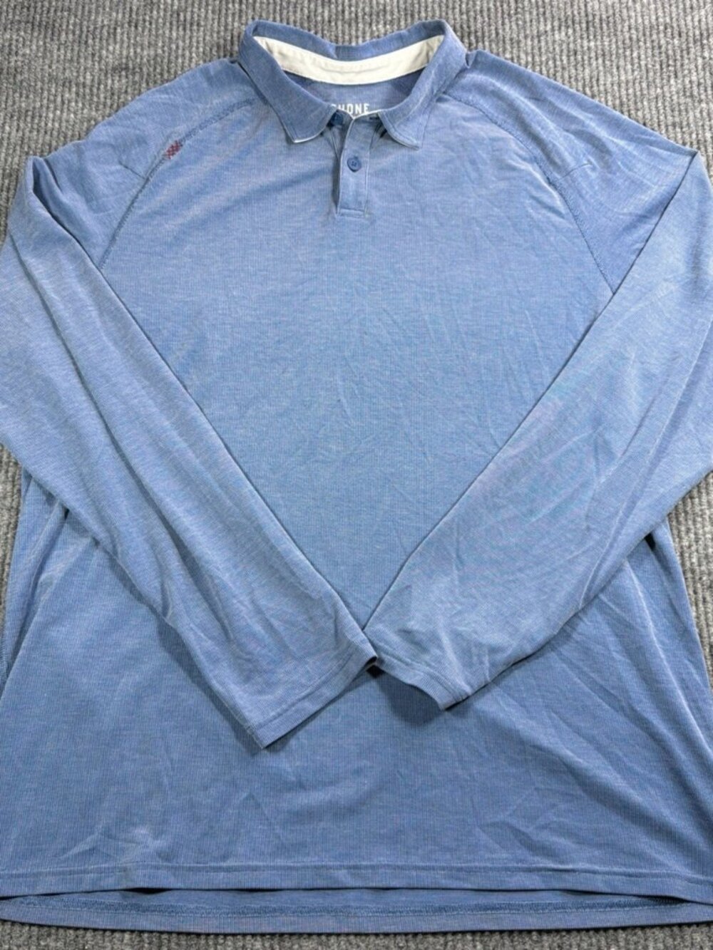 RHONE Delta Pique Long Sleeve Polo Shirt Men's XL Blue Performance Golf